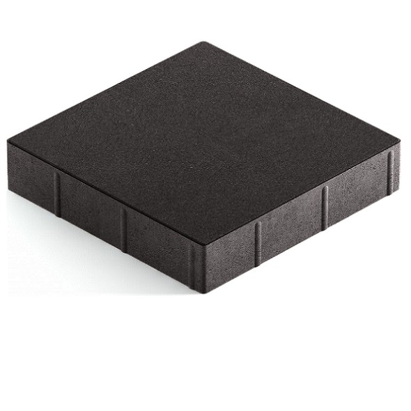 Плитка тротуарная 3К.8 «Квадрат большой» чёрная на белом цементе